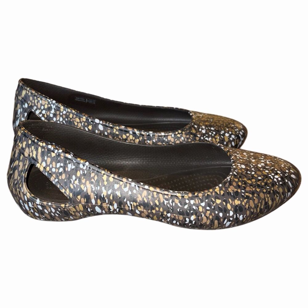 Crocs Laura Graphic Ballet Flats Womens Size 10 Espresso Ballerina Slip On Shoes